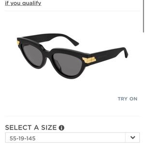 Bottega Veneta Black Sunglasses with Gold Details
